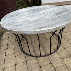 Beautiful Distressed Solid Wood, Metal Base Coffee Table