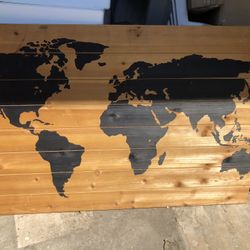 Large Wood Art Piece World Map