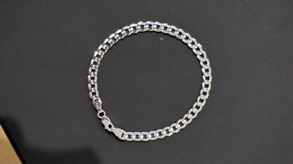 Solid .925 Sterling Silver Cuban Curb Bracelet