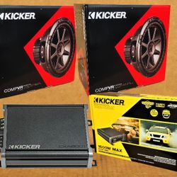 🚨 BLACK FRIDAY 🚨 Kicker CompVR Series 12" Dual Voice Coil Subwoofers 1600 Watts Mono Bass Amplifier Package 🚨 Payment Options Available 🚨 