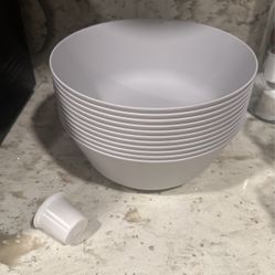 10 Large Plastic Bowls 