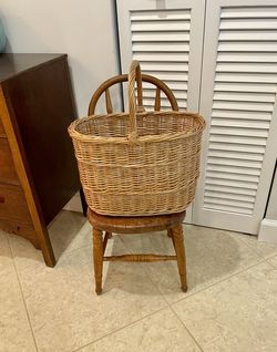 Vintage Handmade Wicker Basket 