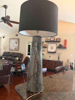 Tall Table Lamp with Black Drum Shade