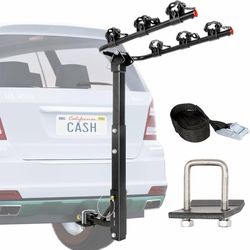 WEIZE 3-Bike Hitch Mount Rack with 1-1/4" and 2" Hitch for Cars, Trucks, SUVs, Tiltable Foldable Bicycle Carrier Racks with No-Wobble U Bolt and Strap