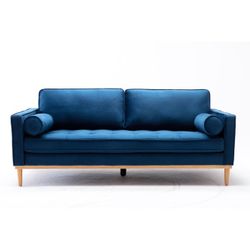 ART DECO VIBE BLUE VELVET-SOFA-