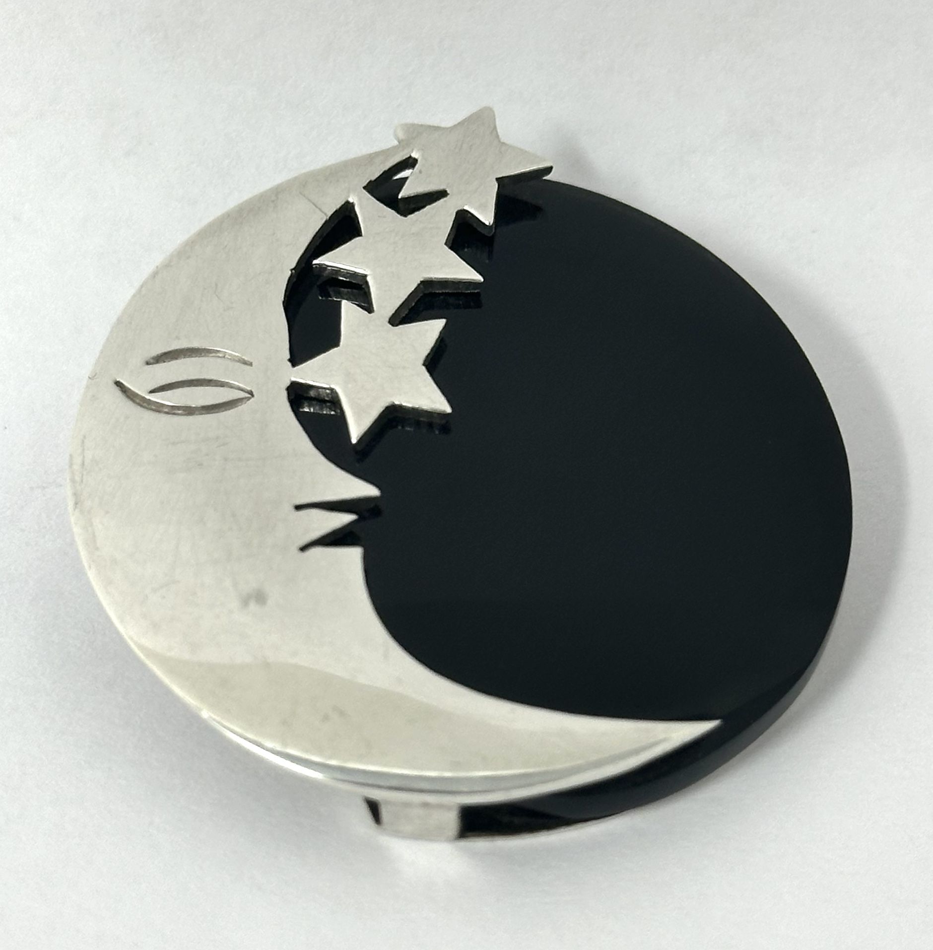 Vintage Onyx Mexico TE-25 Sterling Silver 925 Moon Stars Pin Brooch