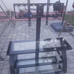 44" Glass Top TV Stand With 3 Shelves 