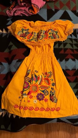 Yellow Embroidered Mexican Style Dress 4t