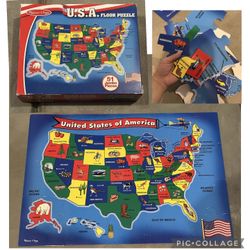 Melissa & Doug USA Floor Puzzle: 51 jumbo pieces, United States map