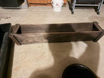 Dark Stained Wood Planter Box with insert