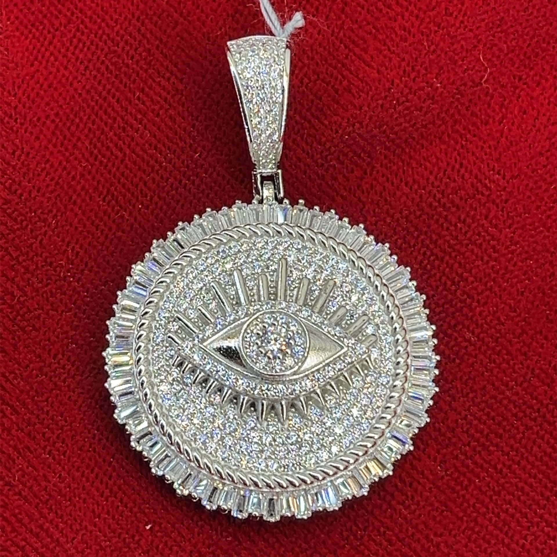 925 Silver Pendant With Cz All Seeing Eye Baguette Edge 16.3 G, 179153–7