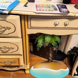 Vintage French Provincial Desk - Ornate Gold Trim