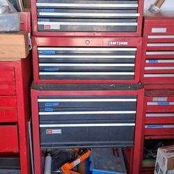 Vintage craftsmen, red and black 3  tier rolling toolbox, tool chest