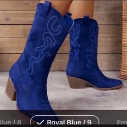Women Royal Blue Cowboy Boots
