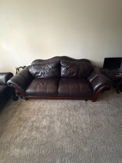 Leather couch and love seat