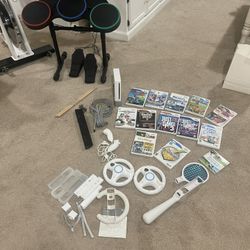 Wii Console, Attachments, and Games Bundle