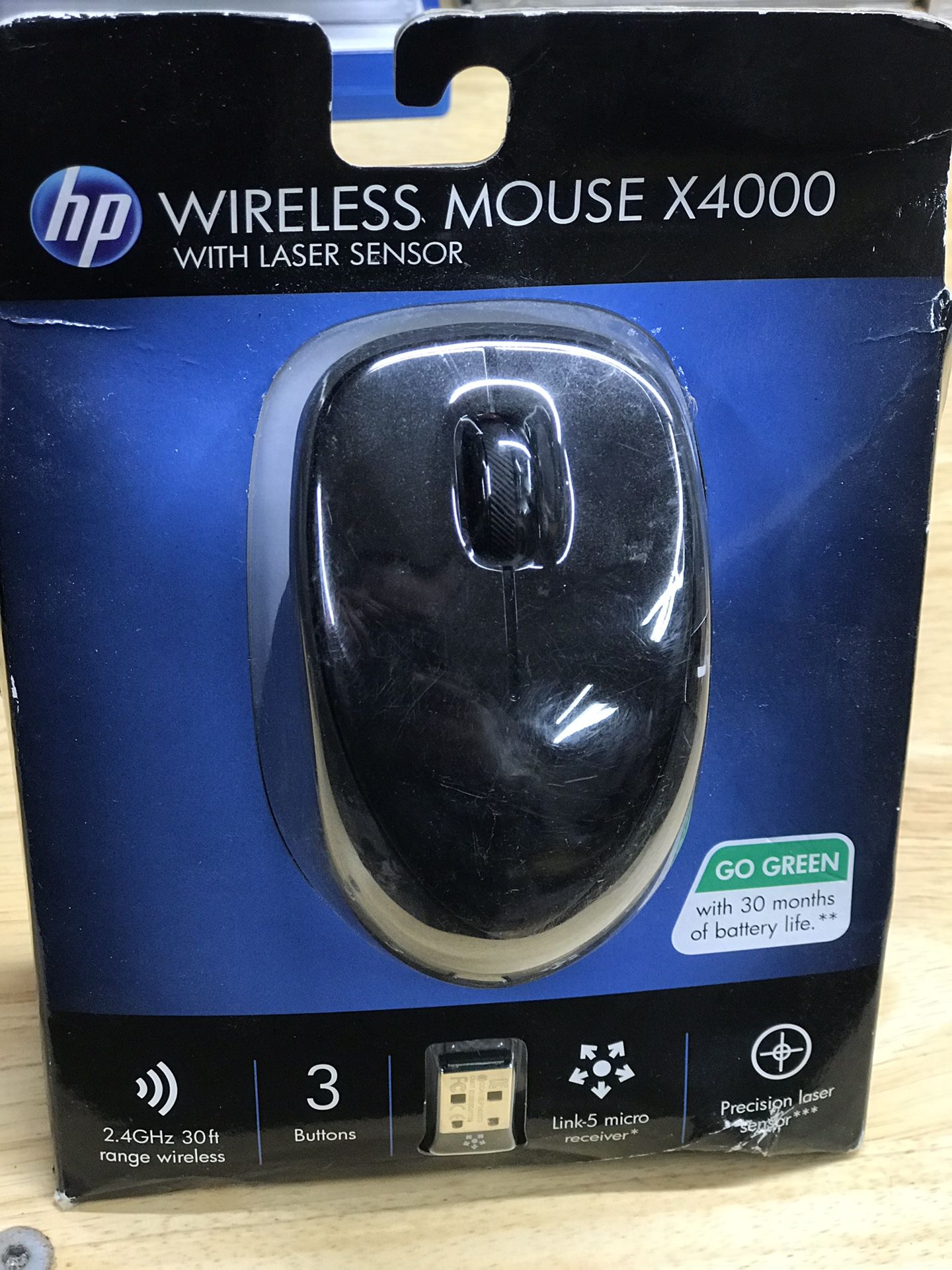 HP - Wireless Laser computer laptop Mouse - Black X4000
