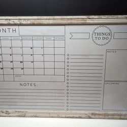 35" x 23" Rustic Farmhouse Style Framed Monthly Planner Whiteboard