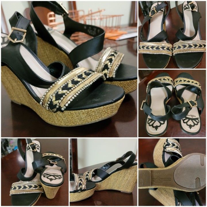 Fergalicious By Fergie Rumer Woven Wedge Sandals Size 6M $15
