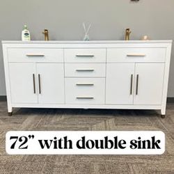 Summer Sale!!! 72"Solid Wood Bathroom Vanity with Stone Countertop (Open Box)