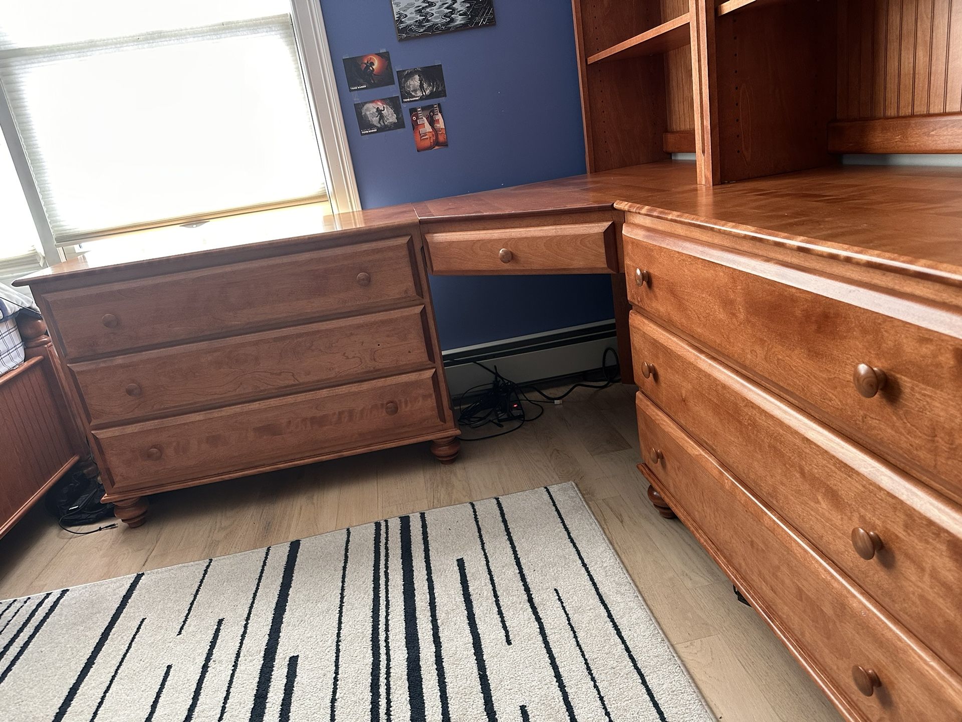 Full Size Captain’s Bed Frame And Matching Dresser And Desk