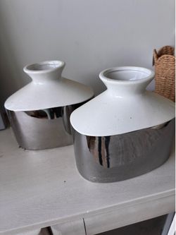 Silver and white vases