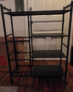 Black Metal Rolling Baker's Rack