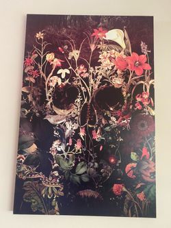 Skull Floral Canvas Painting Print