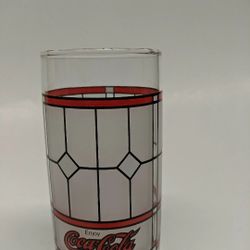 Vintage Enjoy Coca Cola Red Frosted Stained Glass Style 6" Tall Tumbler