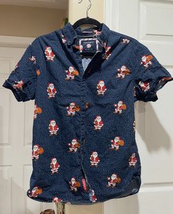 Men’s Christmas Sant Button Up Shirt