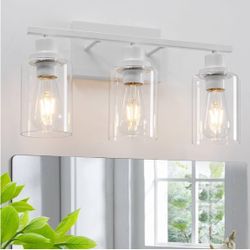 3 Light White Bathroom Light Fixtures Vanity Light Over Mirror - New 