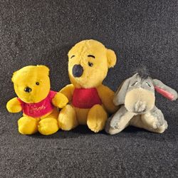 LOT OF 3 VINTAGE 1(contact info removed) & 1991 SEARS DISNEY WINNIE THE POOH PLUSH CHARACTERS