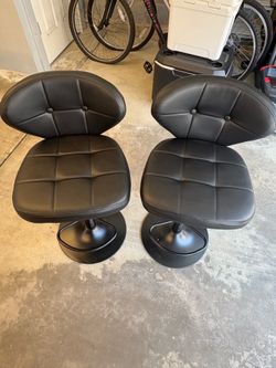 Black leather swivel stools