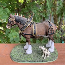 Vintage 90’s BUDWEISER CLYDESDALE HORSE FULL PARADE DRESS FIGURINE 