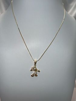17 to 19 Inch Adjustable 18K Gold Dipped Mickey Mouse Inspired Necklace With AAA CZ