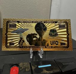 24k Gold Foil Plated UFO Alien Banknote