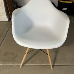Plastic Chair with Arms and Wooden Legs