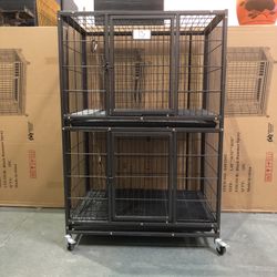 🔵Brand New 31” Double  dog kennel cage as in Picture.   🐕