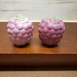 Raspberry Ceramic Hand Painted Salt Pepper Shakers 