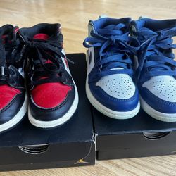 Jordan 1 Bundle - red Size 11C blue 12c (Preschool) - Great Condition 
