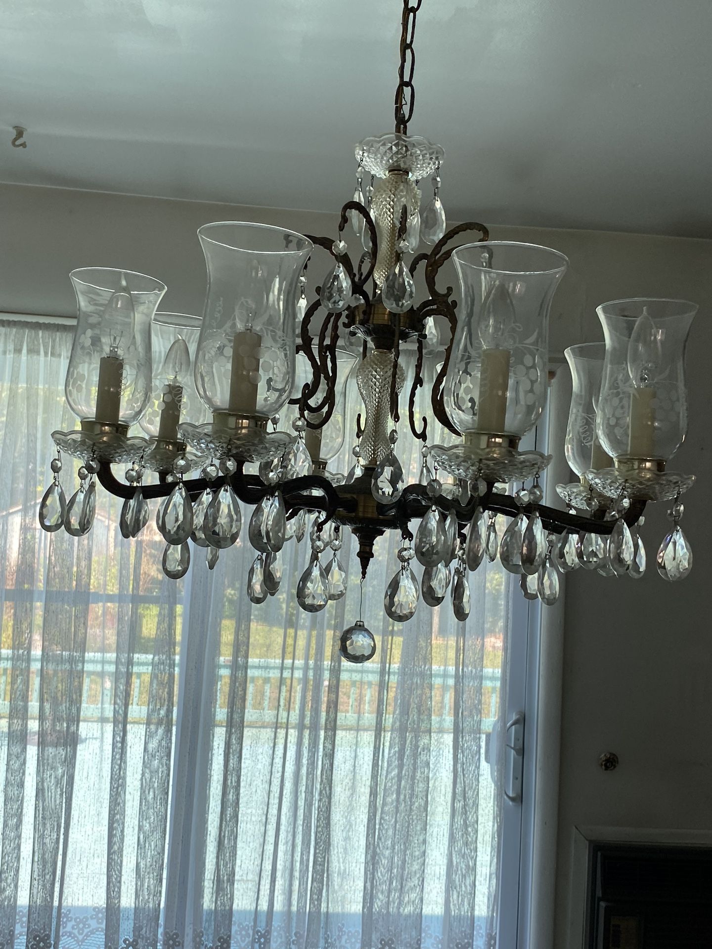 Brass & Crystal Chandelier
