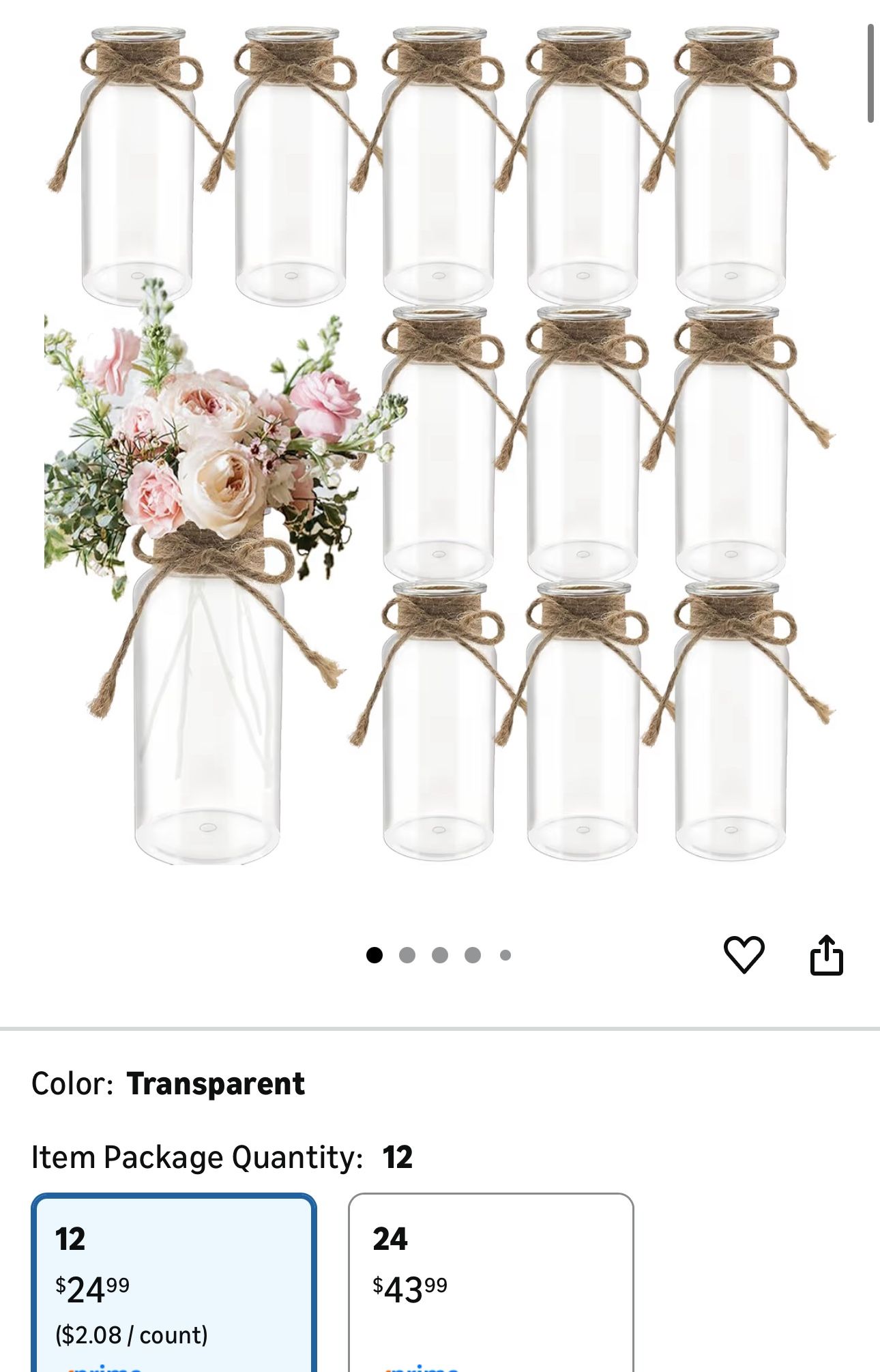 12 Transparent Plastic Vase 