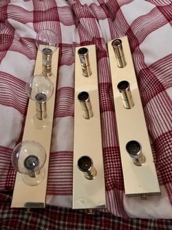 3 polished brass metal vanity lights