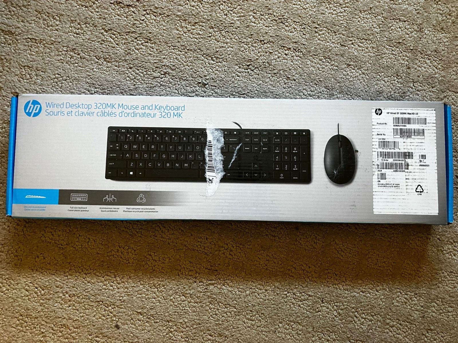 HP Wired Desktop 320MK Mouse and Keyboard - NEW in Box