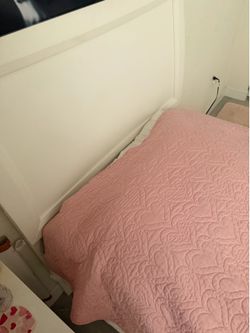 All White Wooden Twin bed frame with Storage!