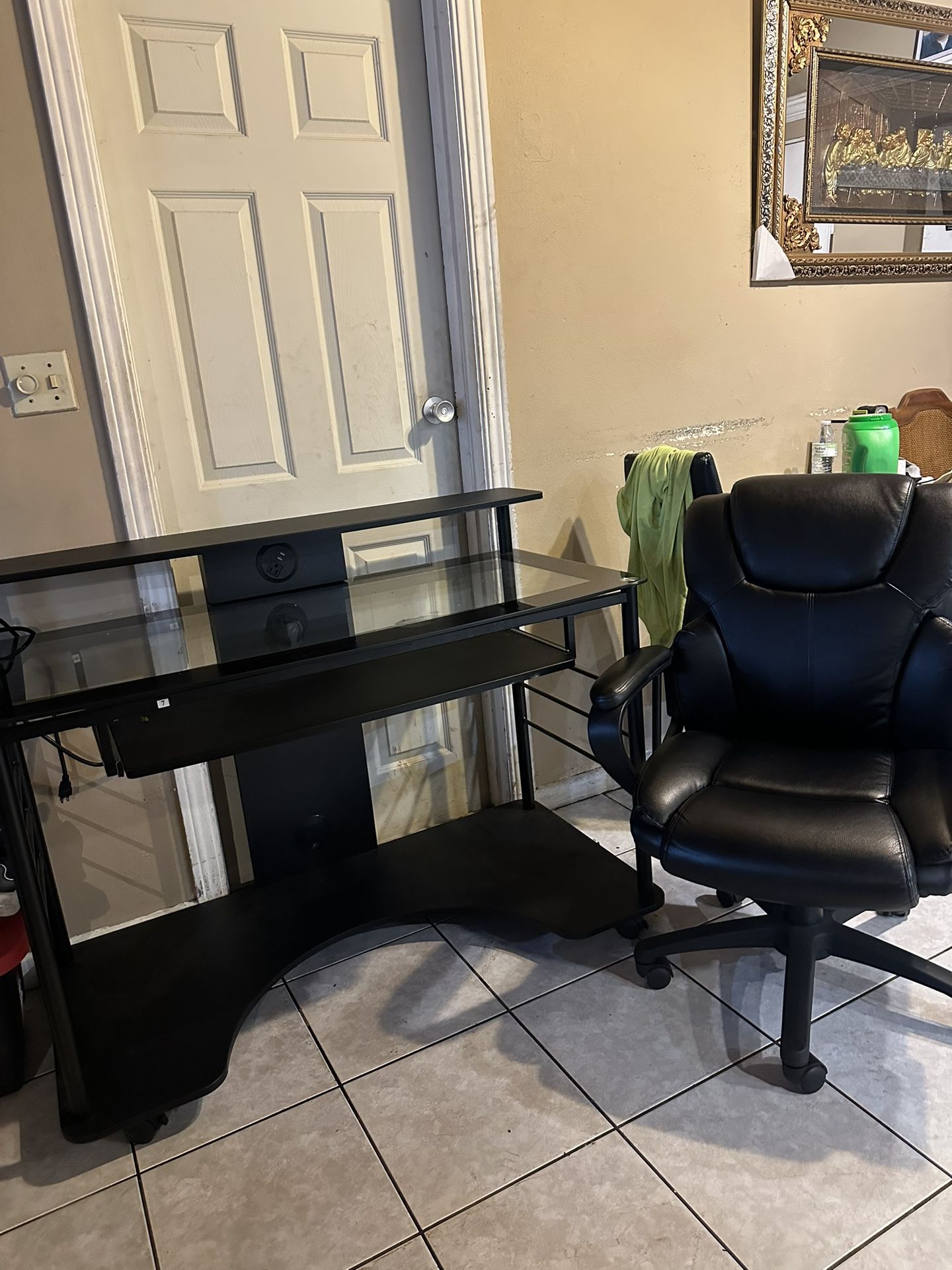 Glass computer desk