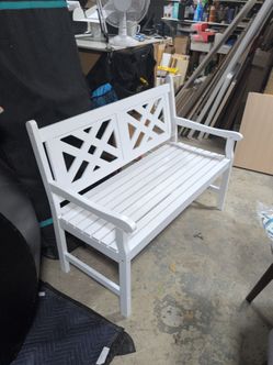 Ktaxon 47" White Wood Outdoor Patio Bench