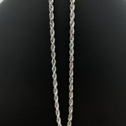 Rope White Gold Chain 14K Solid