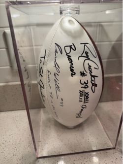 Denver Broncos Signed Football Ray Crockett #39 Randel Hill #89 SuperBowl XXXII
