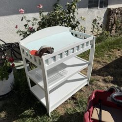 White Wooden Changing Table 